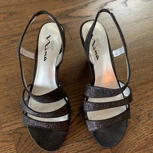 Woman's  Touch of Nina black high heel sparkly shoes